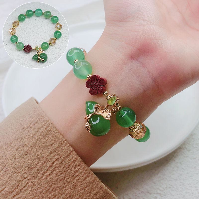 Nimara Ritual Natural Red Agate Green Agate Gourd Cinnabar Flower Beads Confidence Bracelet