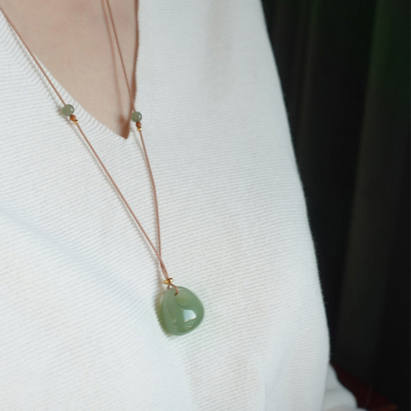 Nimara Ritual Natural Jade Luck Prosperity Necklace Pendant