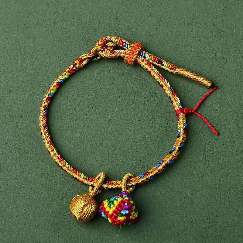 Nimara Ritual Colorful Rope Luck Handmade Zongzi Golden Ball Charm Bracelet