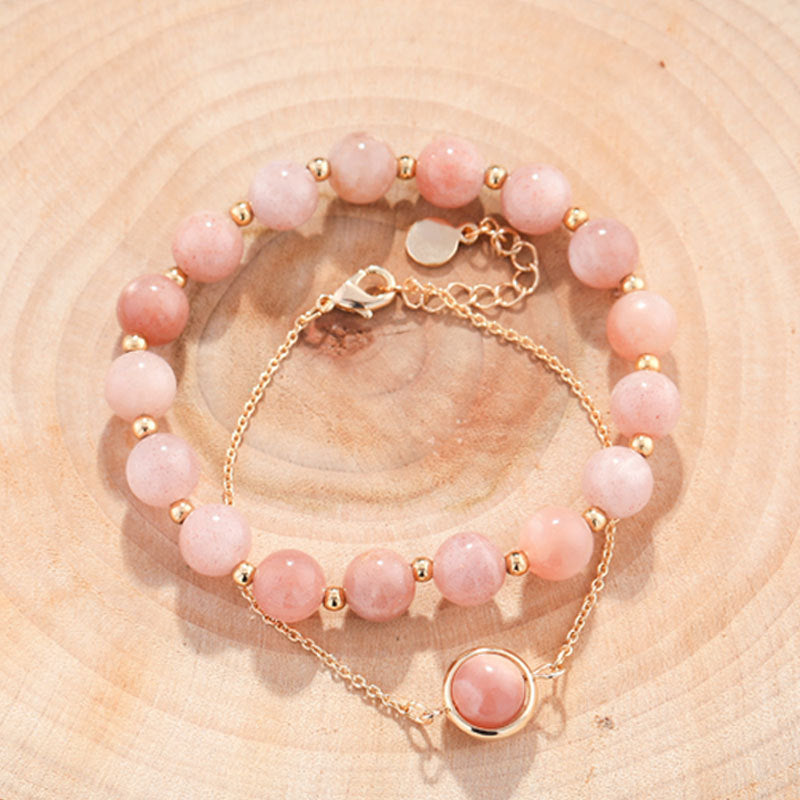 Nimara Ritual Sun Stone Strawberry Quartz Crystal Positive Bracelet