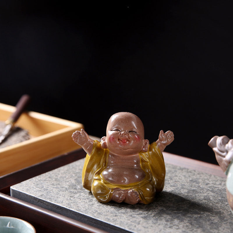 Nimara Ritual Color Changing Laughing Buddha Resin Tea Pet Wealth Home Figurine Decoration
