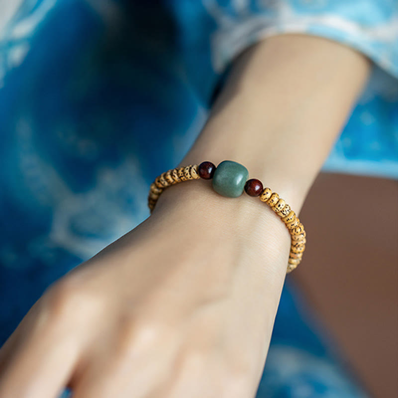 Nimara Ritual Bodhi Seed Small Leaf Red Sandalwood Wisdom Bracelet