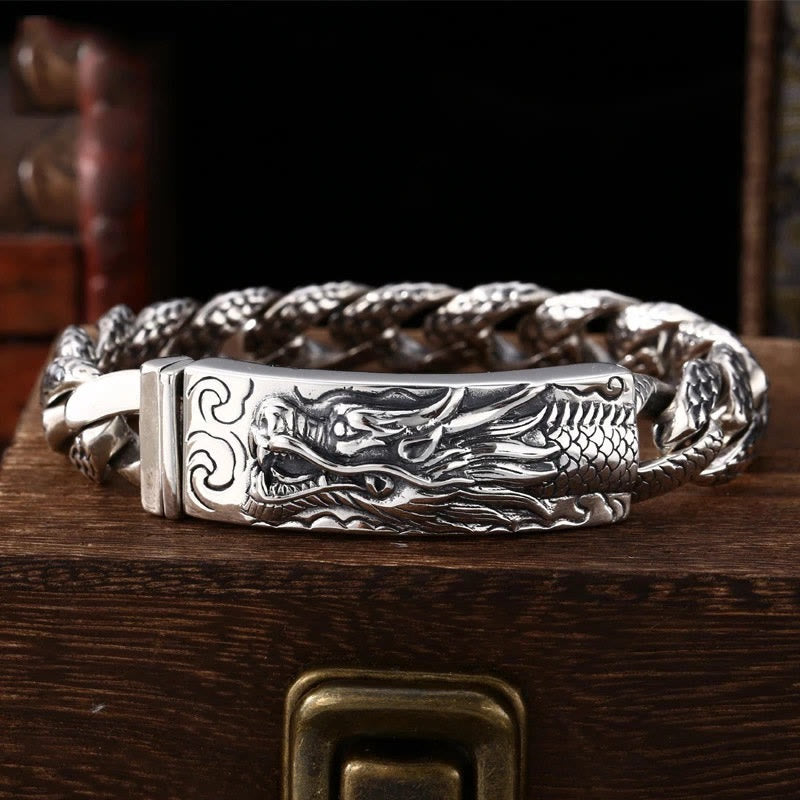 Nimara Ritual Retro Dragon Scale Pattern Engraved Protection Bracelet