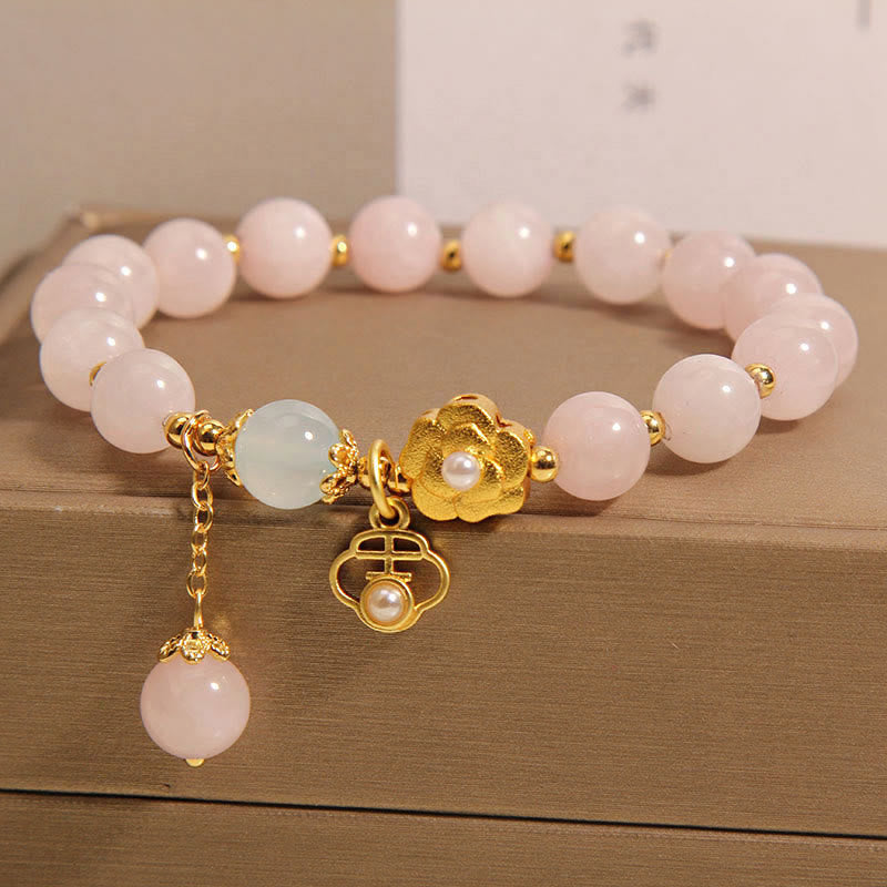 Nimara Ritual Natural Pink Crystal Lucky Flower Warmth Bracelet