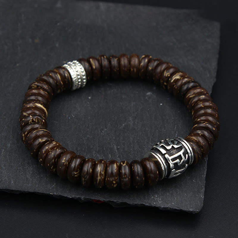 Nimara Ritual Natural Tibetan Coconut Shell Om Mani Padme Hum Positive Bracelet