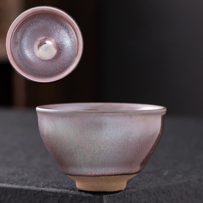 Nimara Ritual Chinese Pink Gold Jianzhan Porcelain Teacup Kung Fu Tea Cup