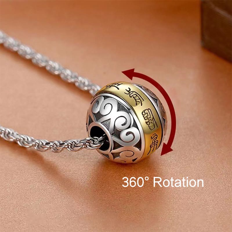 Nimara Ritual Taoist Nine-Character Mantra Engraved Amulet Balance Necklace Rotatable Pendant