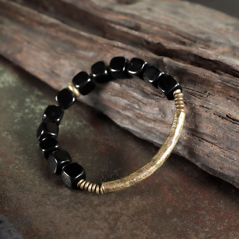 Nimara Ritual Black Obsidian Crystal Copper Strength Couple Bracelet