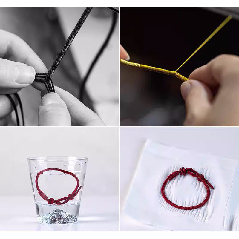 Nimara Ritual Handmade Eight Thread Peace Knot Fu Character Charm Luck Happiness Red Rope Bracelet