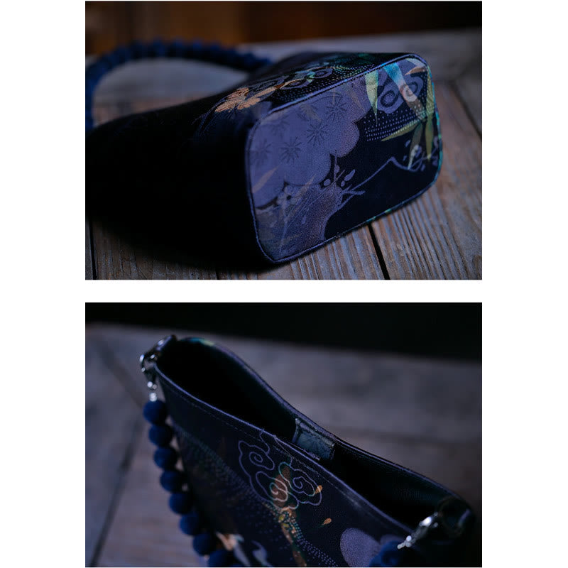Nimara Ritual Small Bamboo Leaves Butterfly Peony Flowers Magpie Metal Chain Crossbody Bag Shoulder Bag Handbag