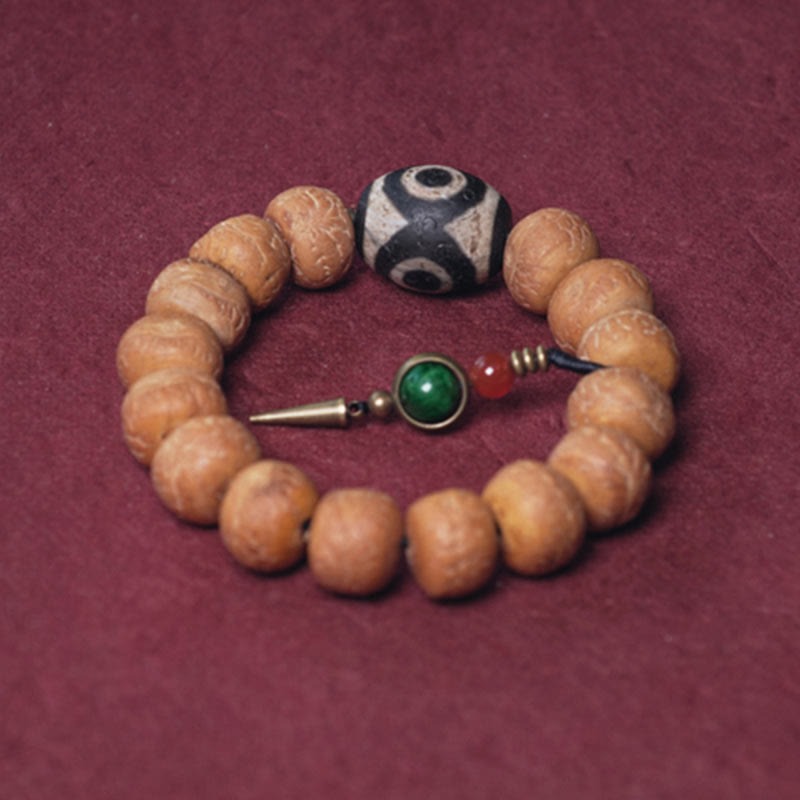 Nimara Ritual Tibet Bodhi Seed Dzi Bead Peace Charm Wrist Mala Bracelet