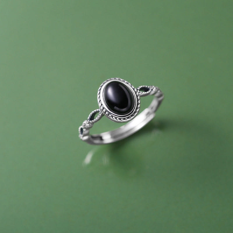 Nimara Ritual 925 Sterling Silver Black Onyx Fortune Ring
