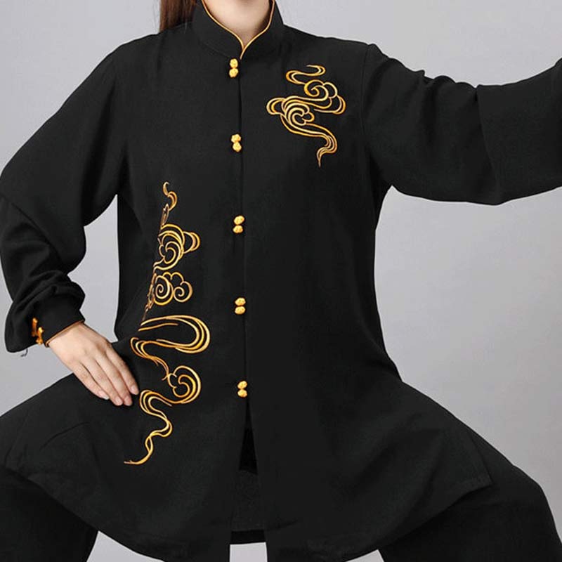 Nimara Ritual Auspicious Clouds Embroidery Meditation Prayer Spiritual Zen Tai Chi Qigong Practice Unisex Clothing Set