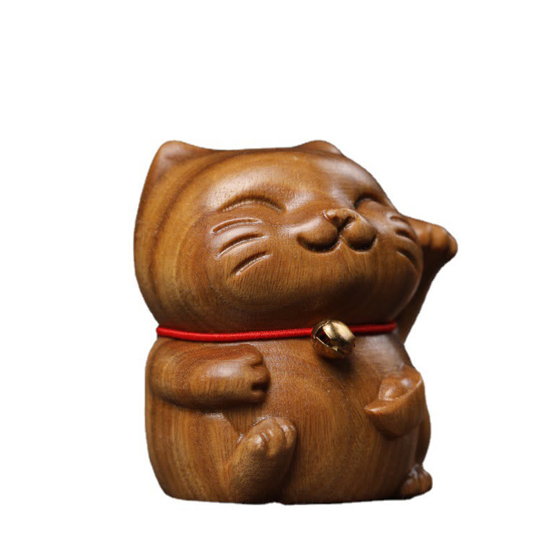Nimara Ritual Green Sandalwood Small Mini Cute Lucky Cat Peace Decorations