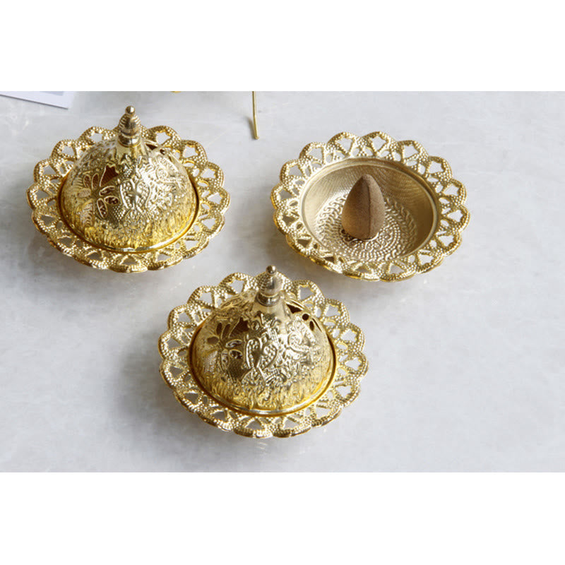 Nimara Ritual Tibetan Gold Mini Meditation Incense Burner