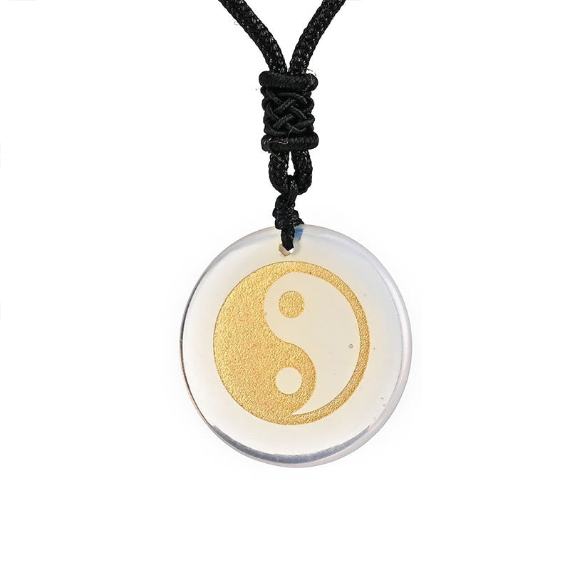 Nimara Ritual Various Crystal Amethyst Tiger Eye Green Aventurine Yin Yang Spiritual Necklace Pendant