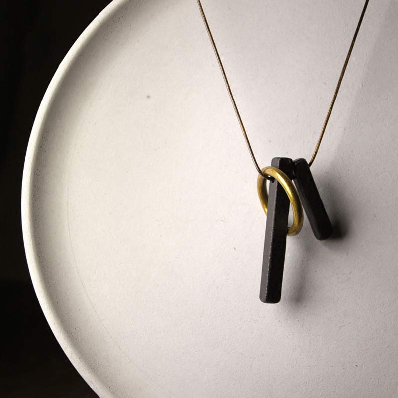 Nimara Ritual Zen Circle Ebony Wood Enlightenment Necklace Pendant