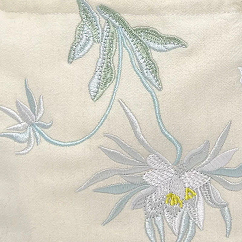 Nimara Ritual Suzhou Embroidery Lotus Epiphyllum Magnolia Cotton Linen Tote Crossbody Bag Shoulder Bag Handbag