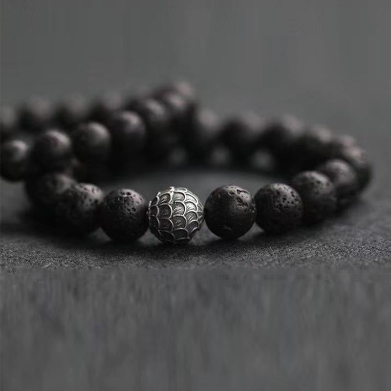 Nimara Ritual Lava Rock Fish Scales Bead Healing Bracelet