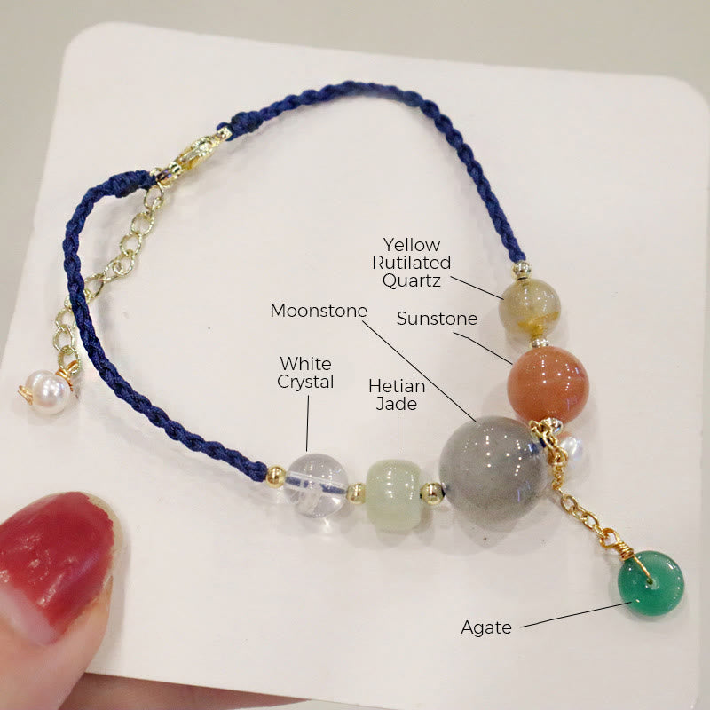 Nimara Ritual Moonstone Sunstone Beads Peace Buckle Charm Healing Bracelet