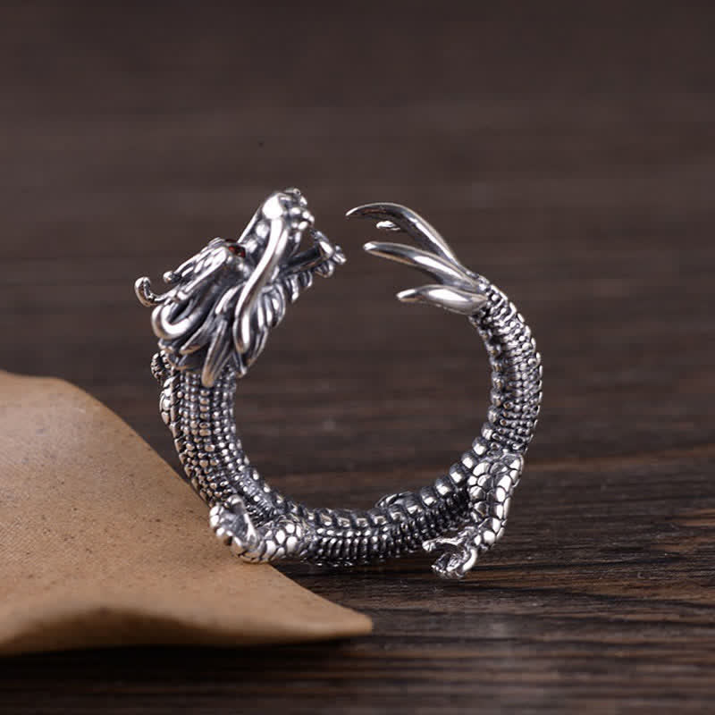 Nimara Ritual 925 Sterling Silver Dragon Luck Protection Ring