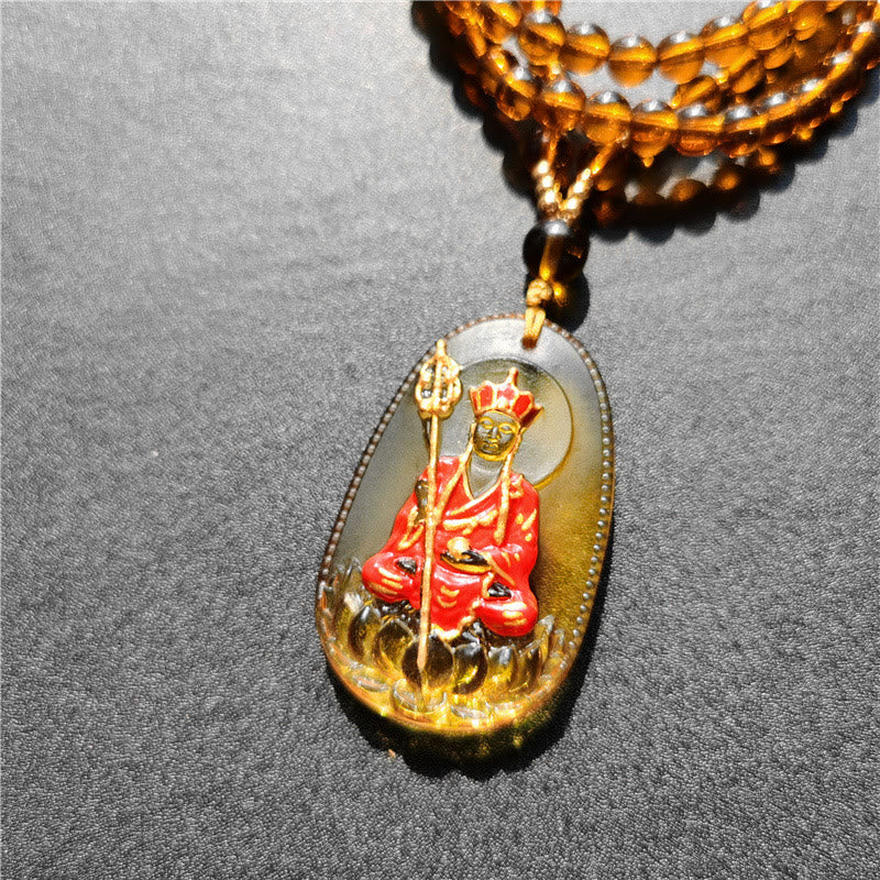 Nimara Ritual Ksitigarbha Buddha Liuli Crystal Compassion Amulet Necklace Pendant
