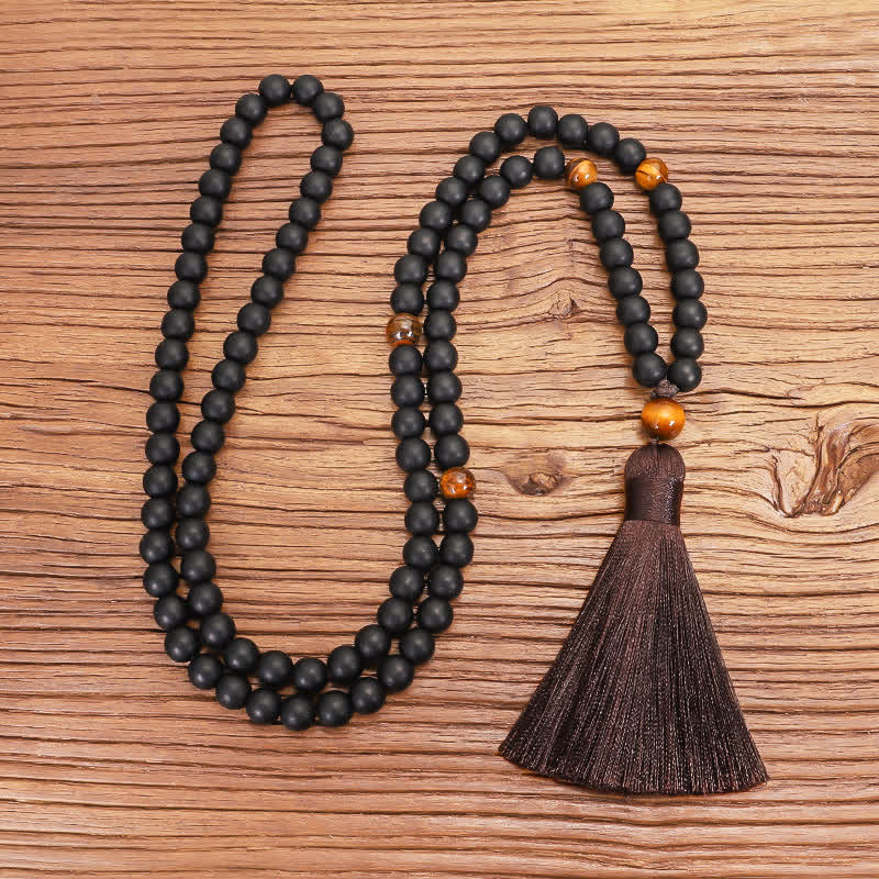 Nimara Ritual 108 Mala Beads Frosted Stone Tiger Eye Balance Bracelet Necklace Pendant