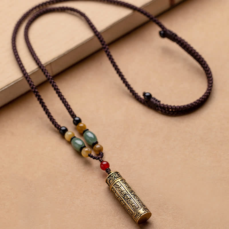 Nimara Ritualhop Tibet Om Mani Padme Hum Agate Shurangama Sutra Protection Necklace Pendant
