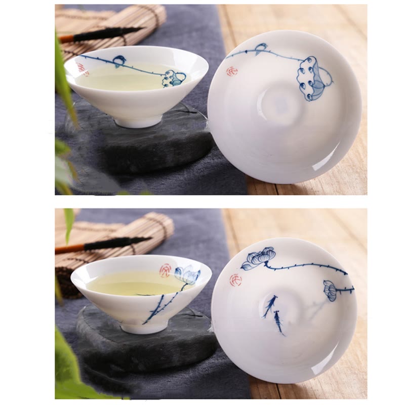 Nimara Ritual Vintage Plum Orchid Bamboo Chrysanthemum Lotus Koi Fish Ceramic Teacup Kung Fu Tea Cups