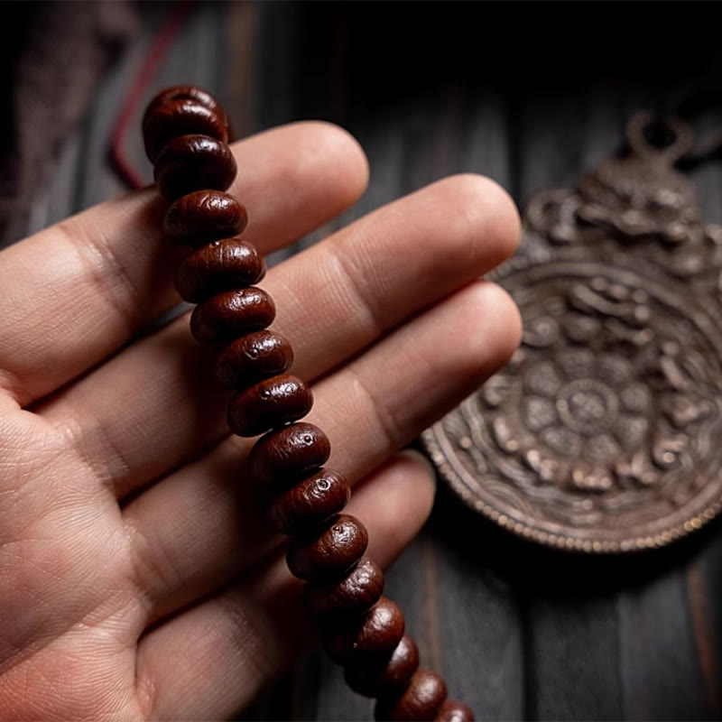 Nimara Ritual Natural Tibet 108 Mala Beads Purple Bodhi Seed Hetian Cyan Jade Copper Dorje Peace Bracelet
