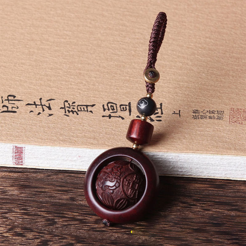 Nimara Ritual Tibetan Small Leaf Red Sandalwood Ebony Luck Protection Rotation Decoration