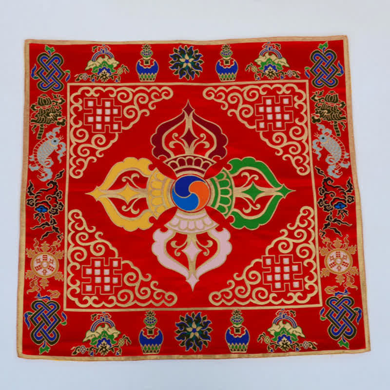Nimara Ritual Flower Endless Knot Prayer Altar Mat Healing Meditation 8 Auspicious Symbols Mat Table Runner