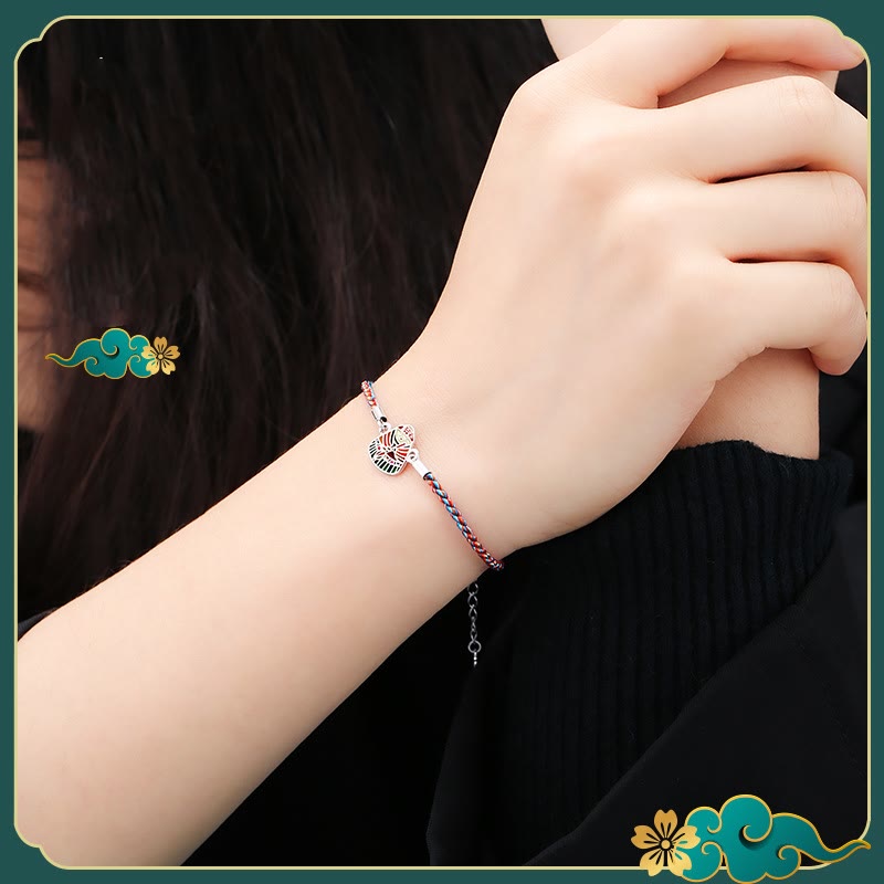 Nimara Ritual 925 Sterling Silver Zongzi Pattern Luck Multicolored Handcrafted Bracelet