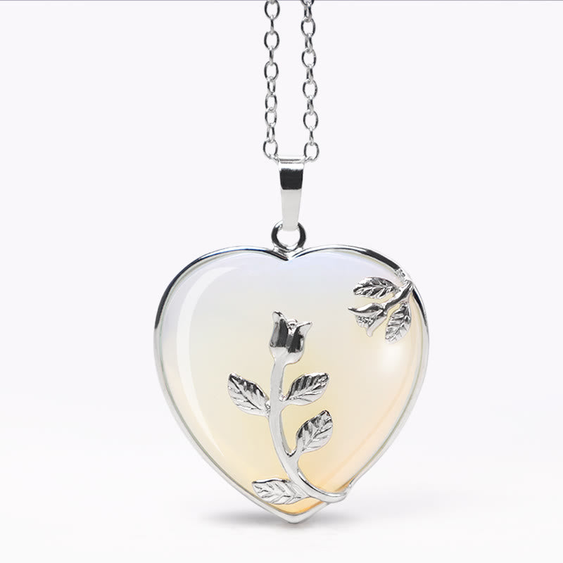 Nimara Ritual Natural Healing Crystals Heart Pendant Necklaces
