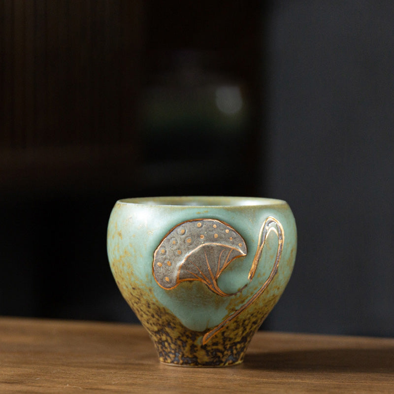 Nimara Ritual Lotus Pod Engraved Teacup Kung Fu Tea Cup