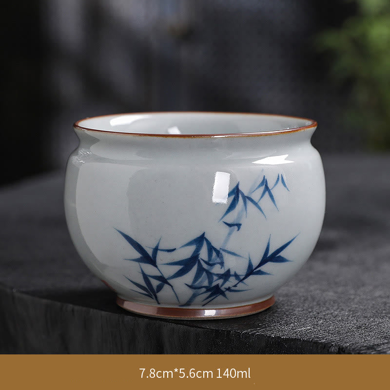 Nimara Ritual Lotus Flower Leaf Bamboo Ceramic Teacup Kung Fu Tea Cups