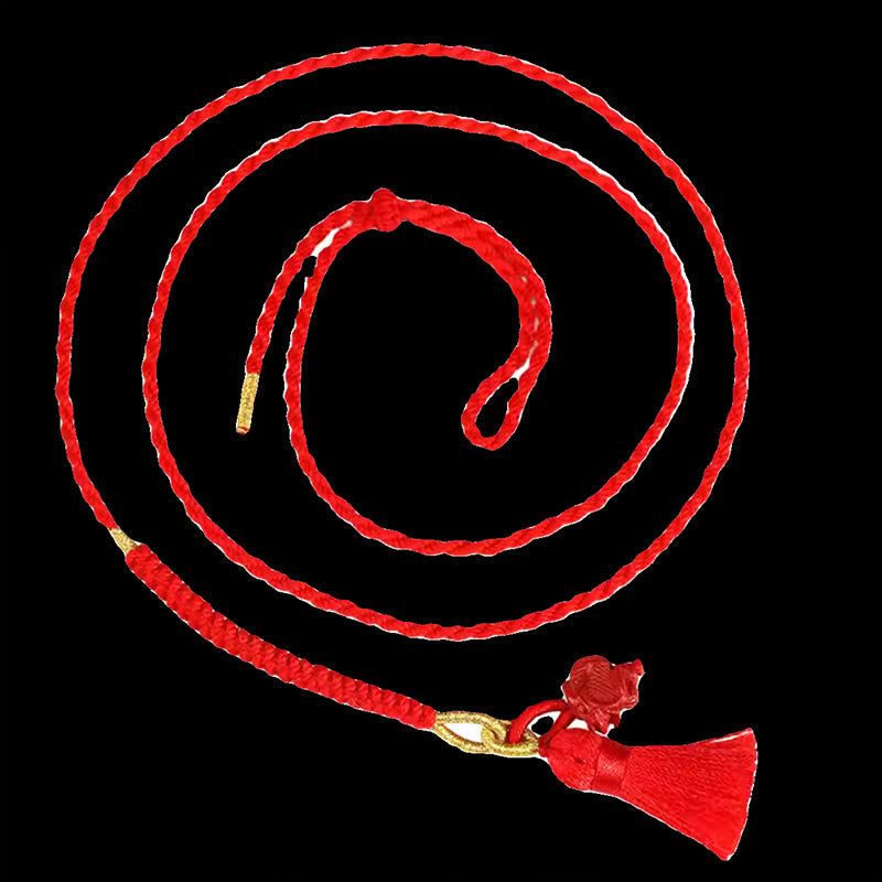 Nimara Ritual Natural Cinnabar Dragon Blessing Red String Belly Chain