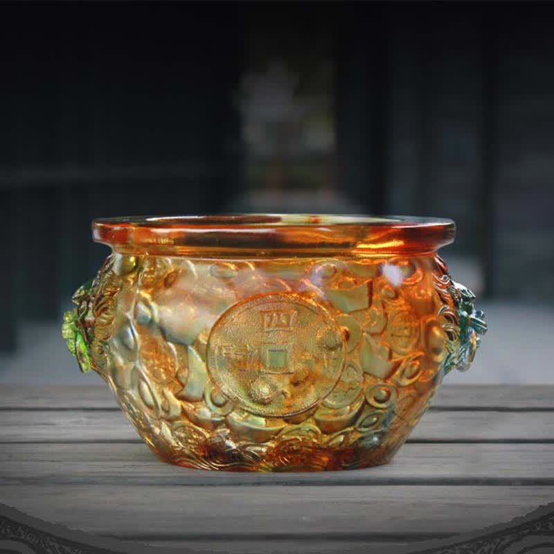 Nimara Ritual Handmade Liuli Crystal Treasure Bowl Art Piece Home Decoration