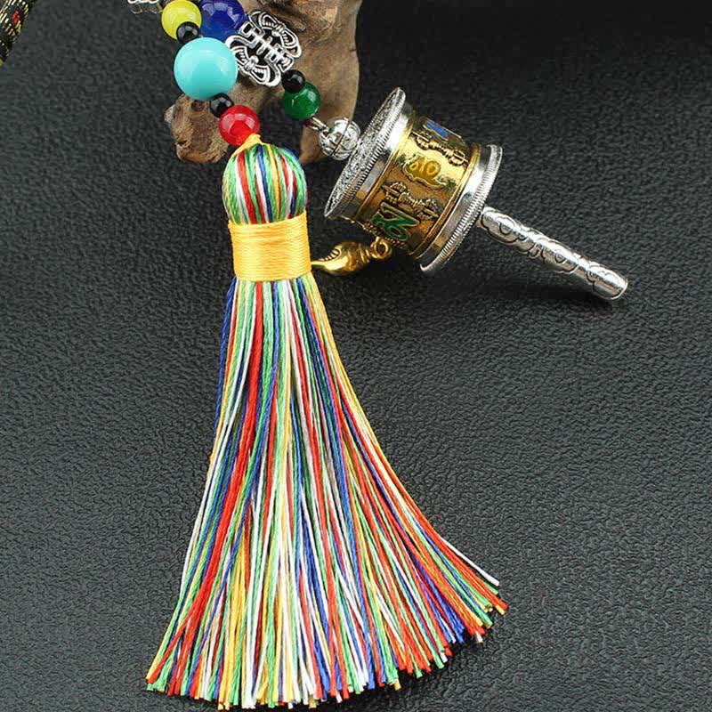 Nimara Ritual Tibet Om Mani Padme Hum Prayer Wheel Tassel Bag Car Hanging Decoration