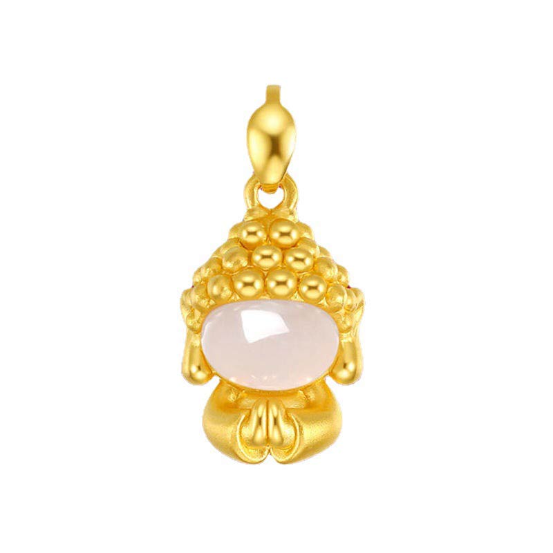 Nimara Ritual White Jade Buddha Success Pendant Necklace