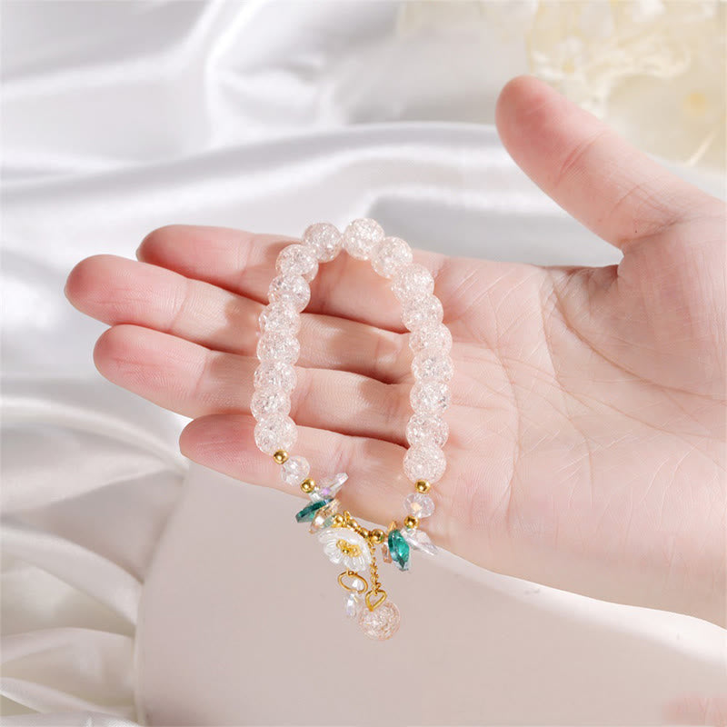 Nimara Ritual Simple Design Flower Charm Glass Bead Bracelet
