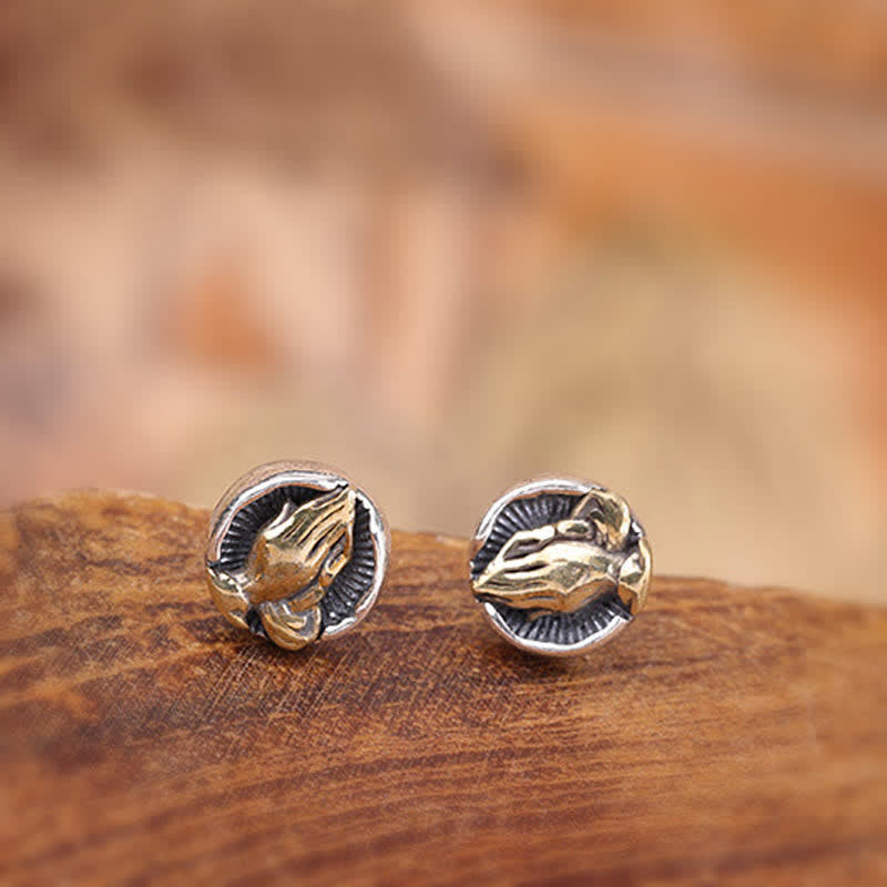 Nimara Ritual 925 Sterling Silver Namaste Equality Stud Earrings