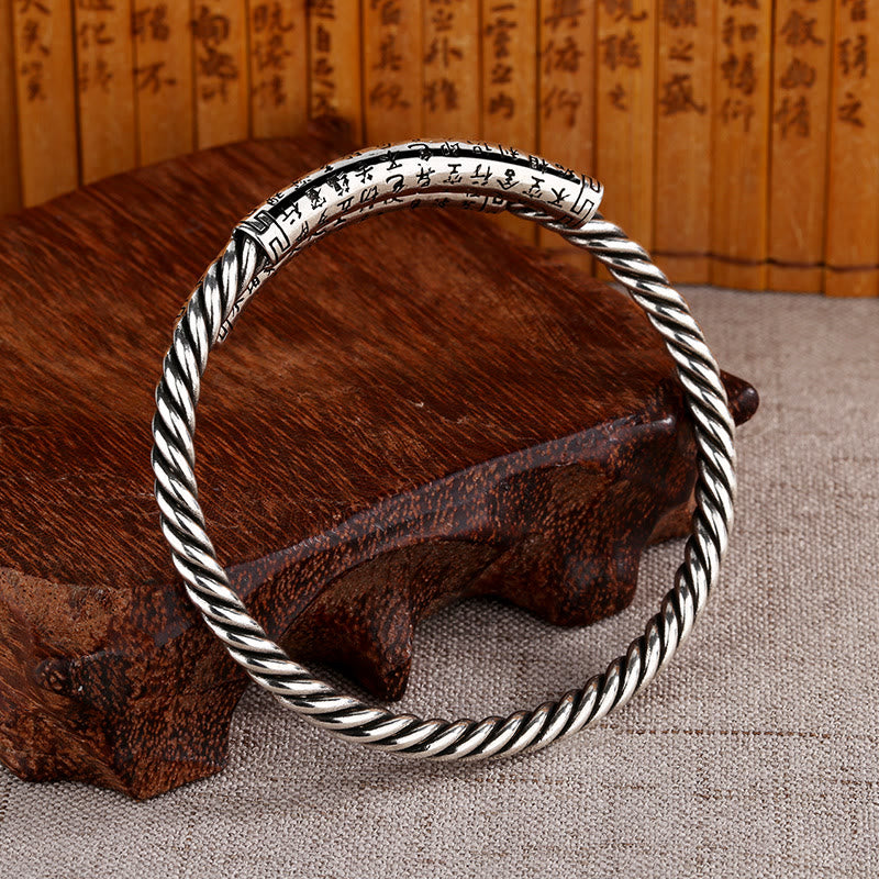 Nimara Ritual Retro Heart Sutra Twisted Design Pattern Balance Bracelet Bangle