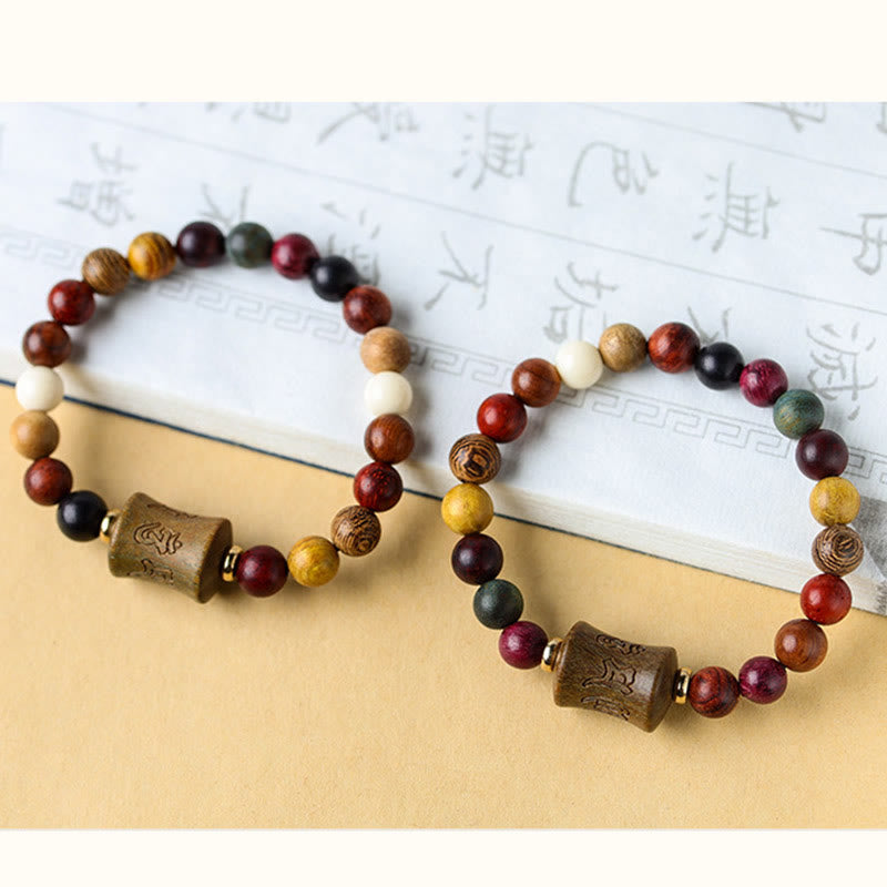 Nimara Ritual Tibet Multicolored Sandalwood Om Mani Padme Hum Protection Bracelet