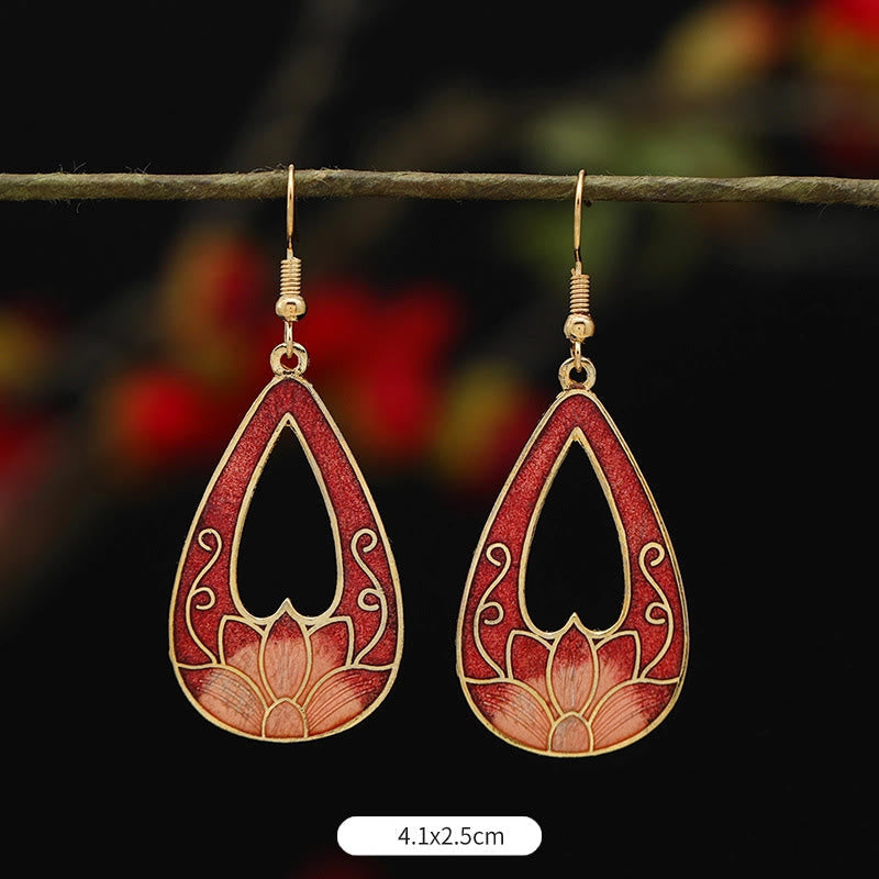 Nimara Ritual Lotus Butterfly Flower Alloy Copper Enlightenment Drop Earrings