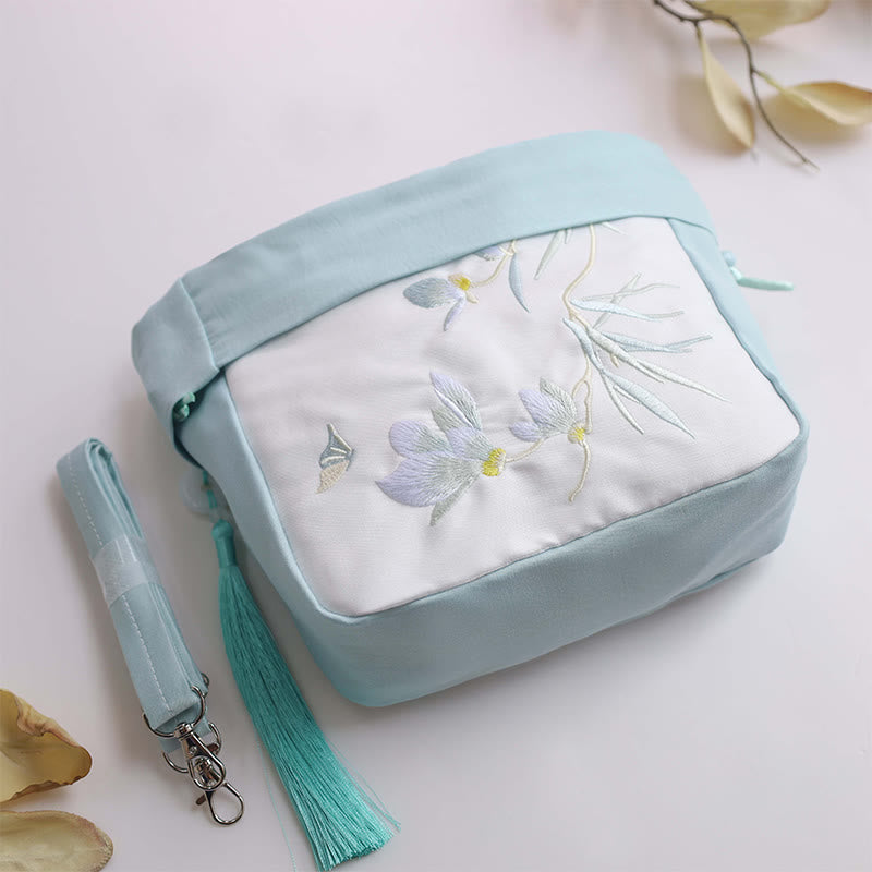 Nimara Ritual Suzhou Embroidery Lotus Epiphyllum Magnolia Cotton Linen Tote Crossbody Bag Shoulder Bag Handbag