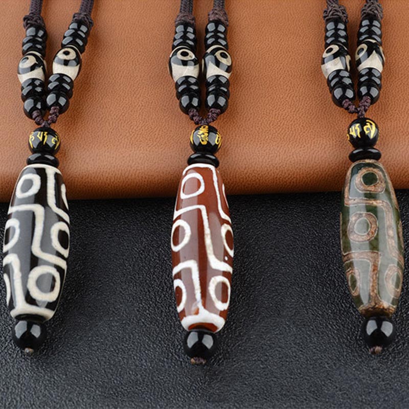 Nimara Ritual Nine-Eye Dzi Bead Wealth Protection Necklace