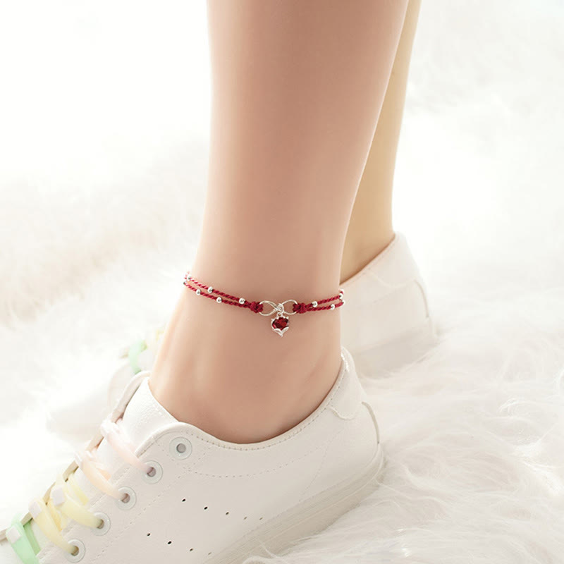 Nimara Ritual Love Heart Infinity Symbol Braided String Anklet