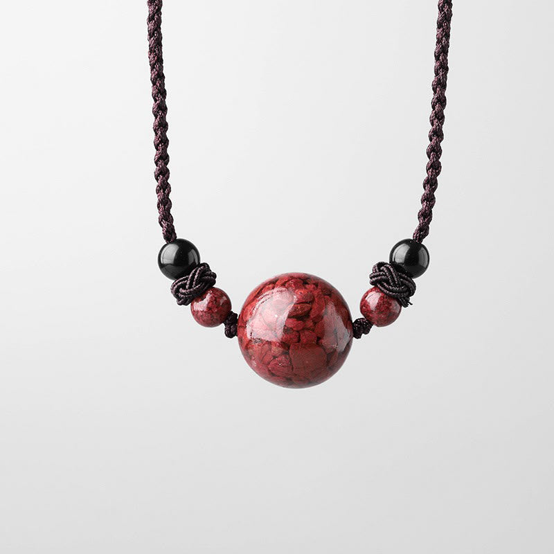 Nimara Ritual Natural Cinnabar Stones Bead Blessing Necklace Pendant