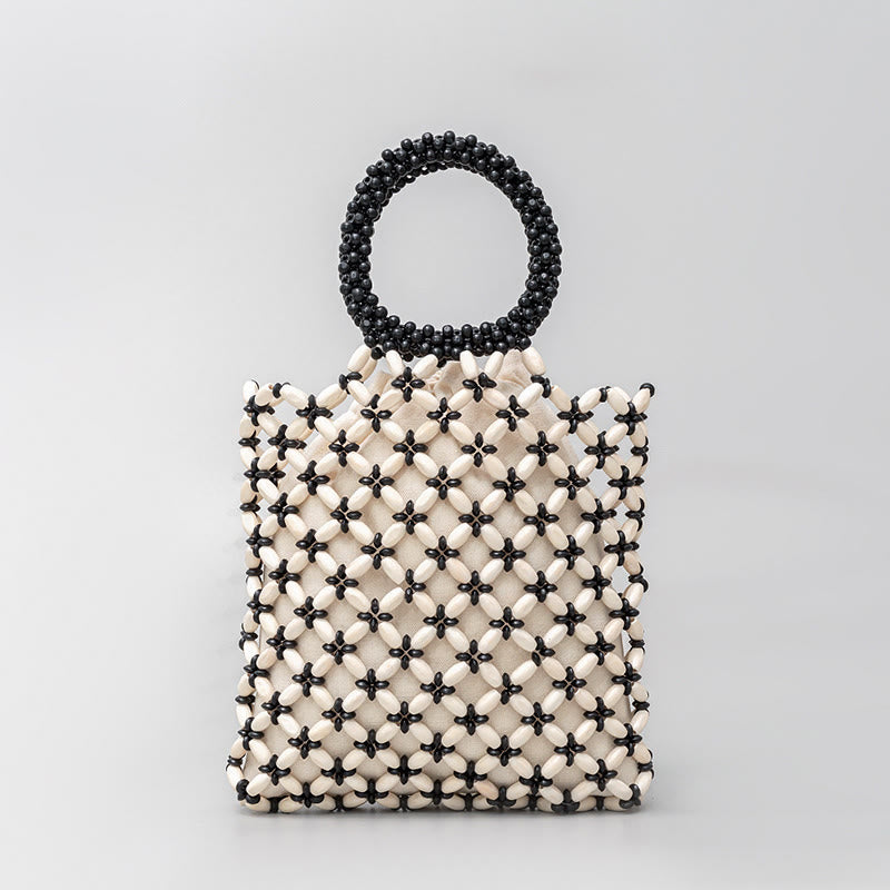 Nimara Ritual Hand-woven Lozenge Wooden Beads Handbag